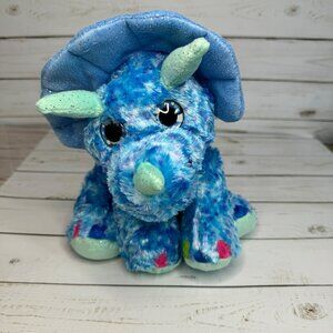 Wild Republic Blue Sparkle 10" Plush Triceratops Stuffed Animal Dinosaur 2017